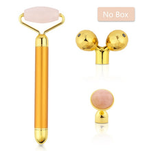Load image into Gallery viewer, 3 In 1 Electric Jade Roller Slimming Face Massage Lifting Vibrating Natural Rose Quartz Jade Roller Stone Facial Beauty Tool
